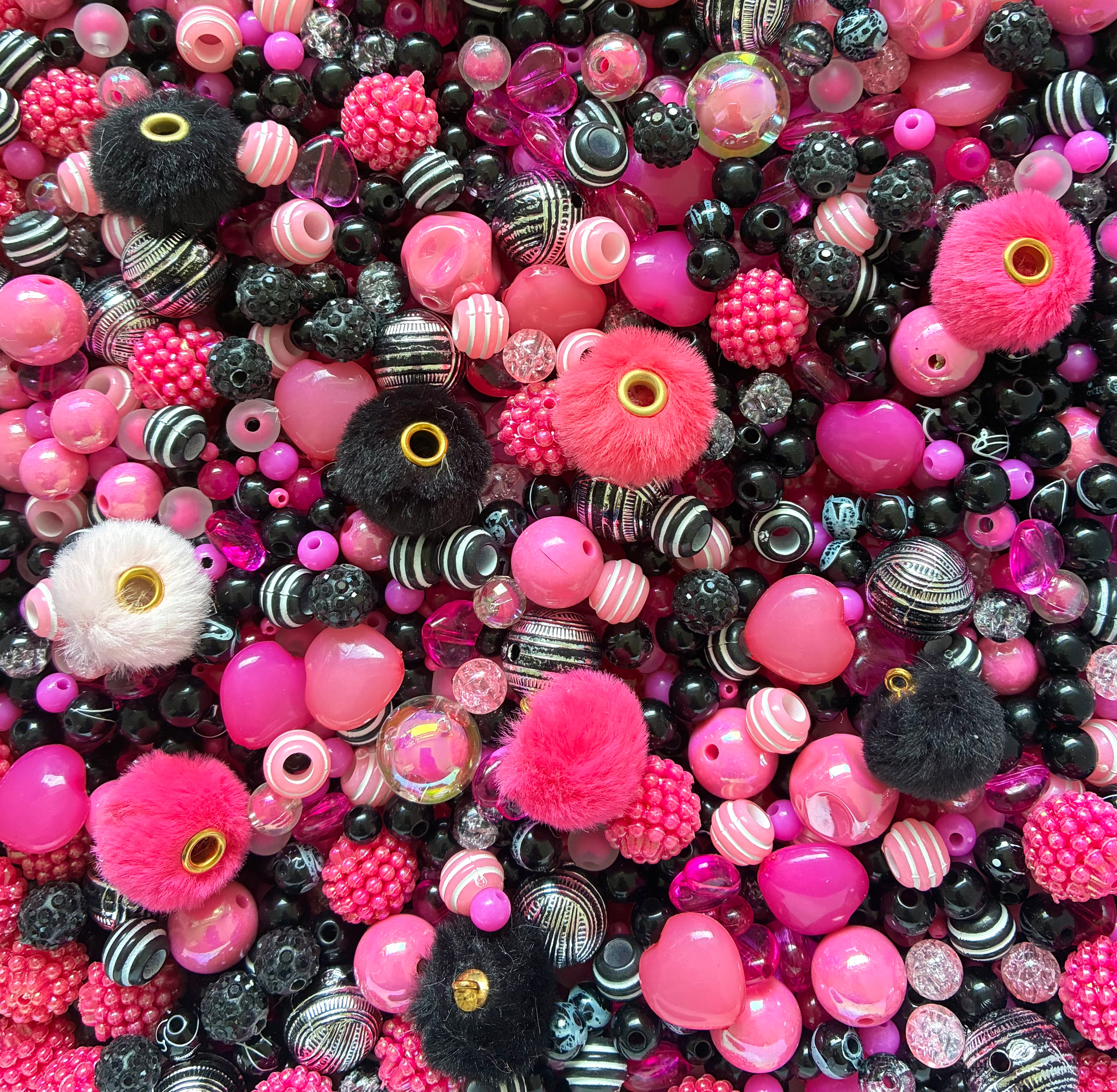 Pink and Black Bead Mix