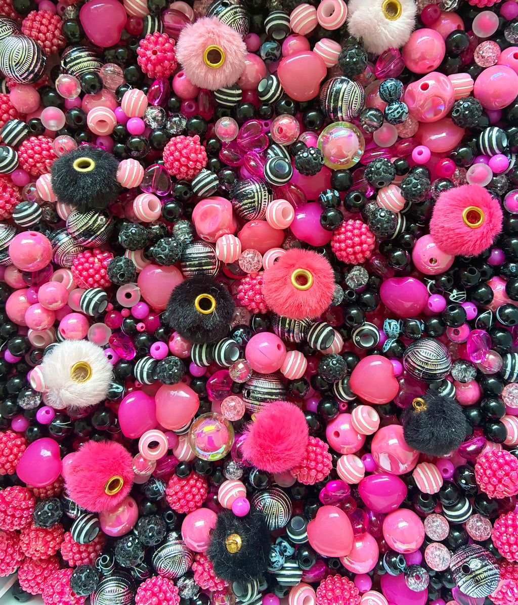 Pink and Black Bead Mix