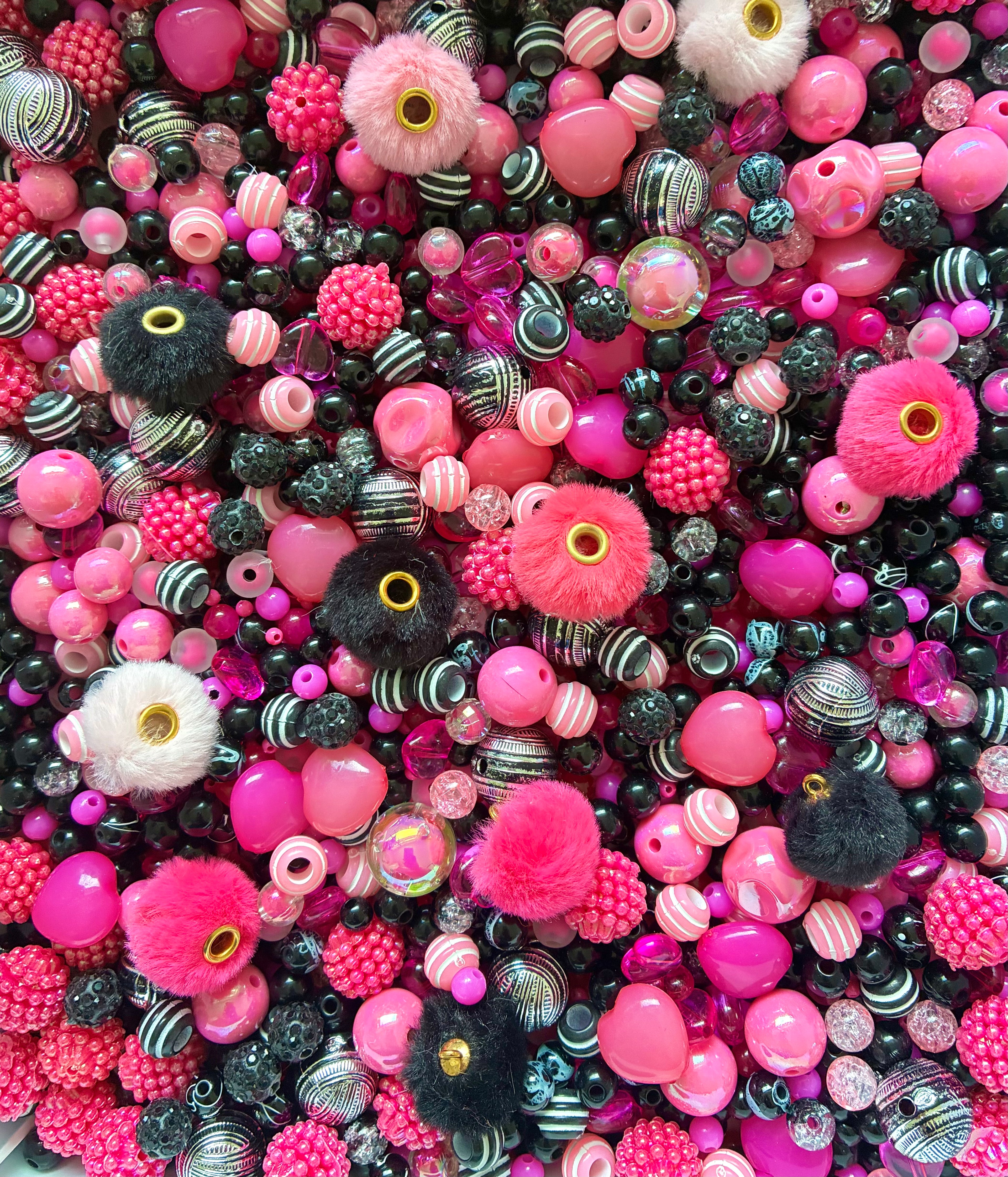 Pink and Black Bead Mix
