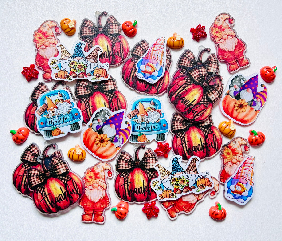 Autumn Gnome Acrylic Pendant & Flat-back Mix
